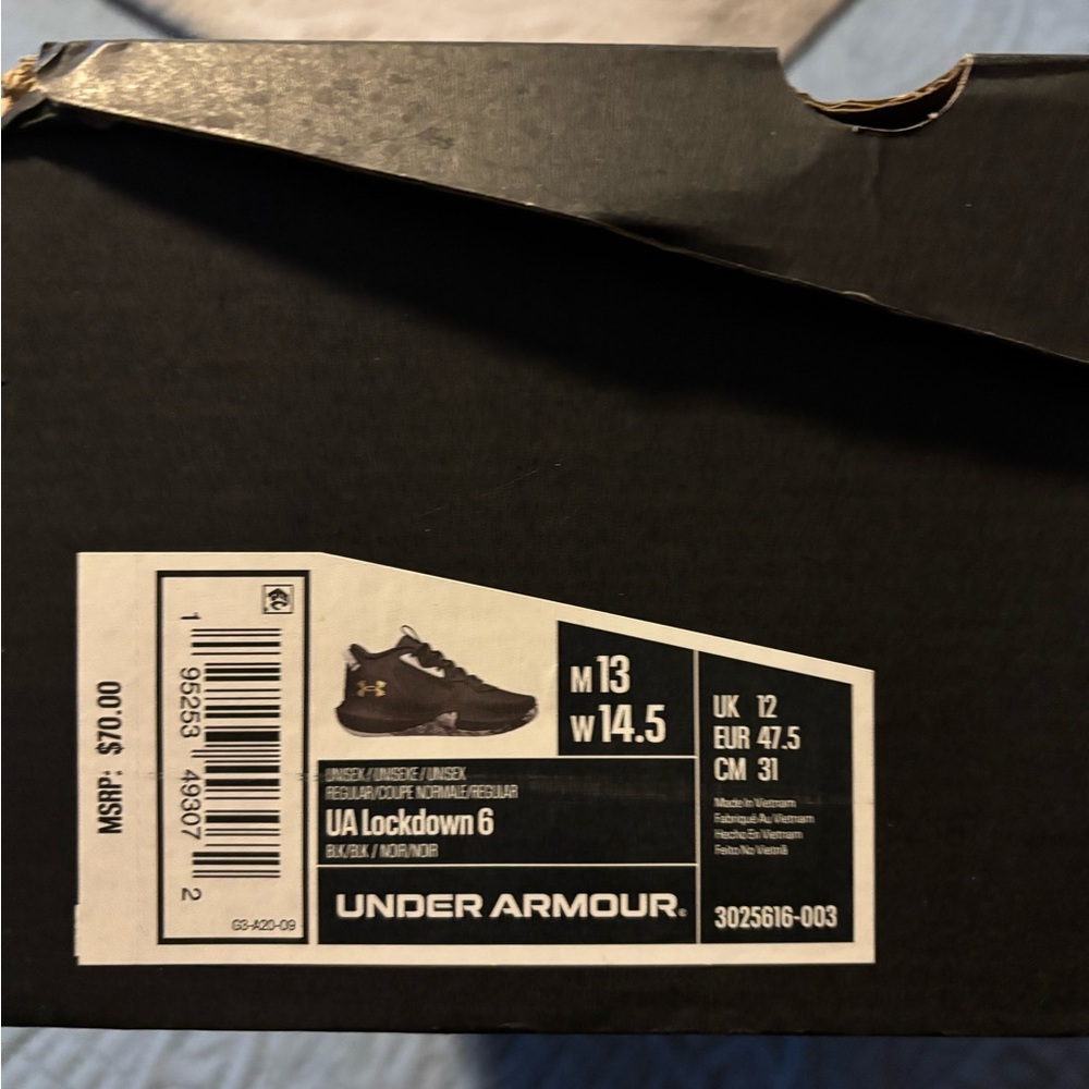 Under Armour Lockdown 6 Unisex Black Athletic Shoes Size 13 - Picture 9 of 9